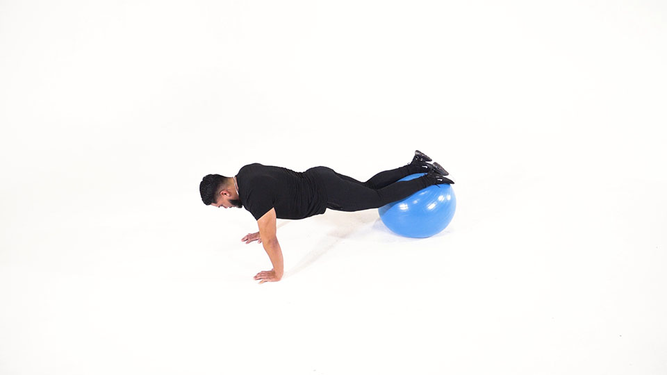 Stability Ball Knee Tuck exercise