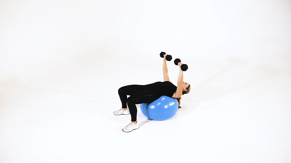 Dumbbell Decline Press (Stability Ball) exercise