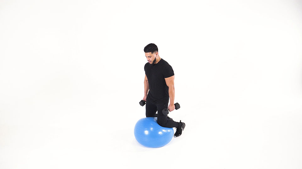 Dumbbell Cobra (Stability Ball) exercise