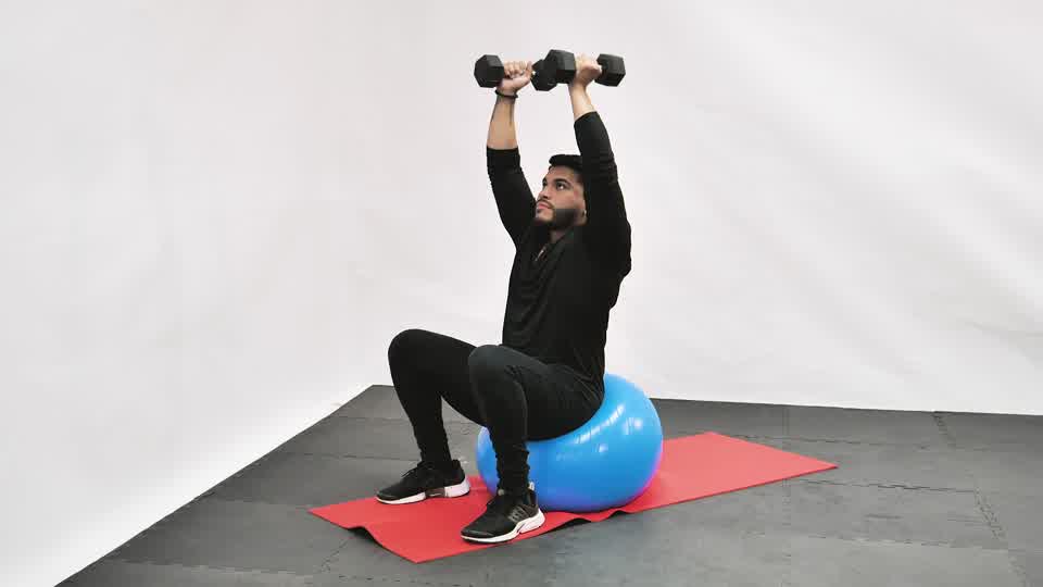 Dumbbell French Press (Stability Ball) exercise