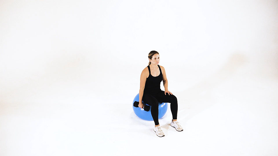 Dumbbell One-Arm Lateral Raise (Stability Ball) exercise