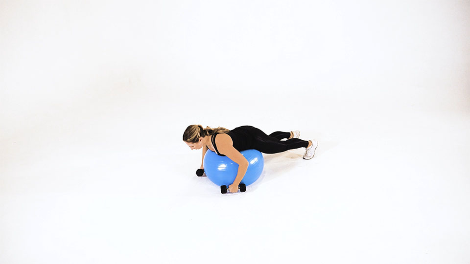 Dumbbell Posterior Fly on Stability Ball exercise