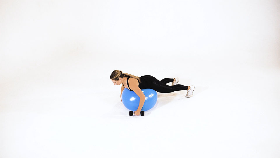 Dumbbell One-Arm Posterior Fly on Stability Ball exercise