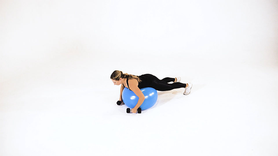 Dumbbell Alternating Posterior Fly (Stability Ball) exercise