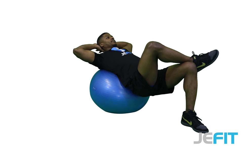 Stability Ball Cross-Leg Crunch exercise