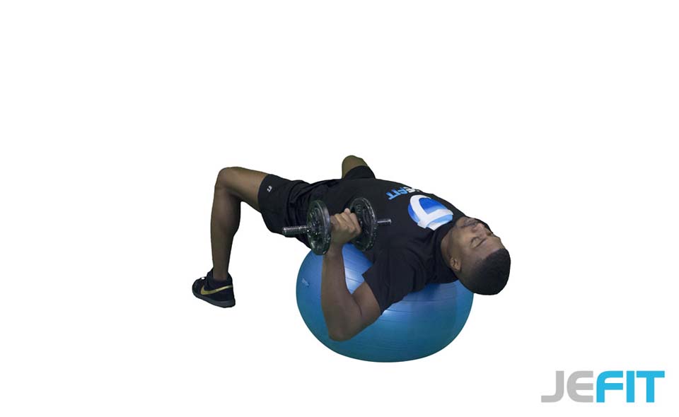 Dumbbell One-Arm Press (Stability Ball) exercise