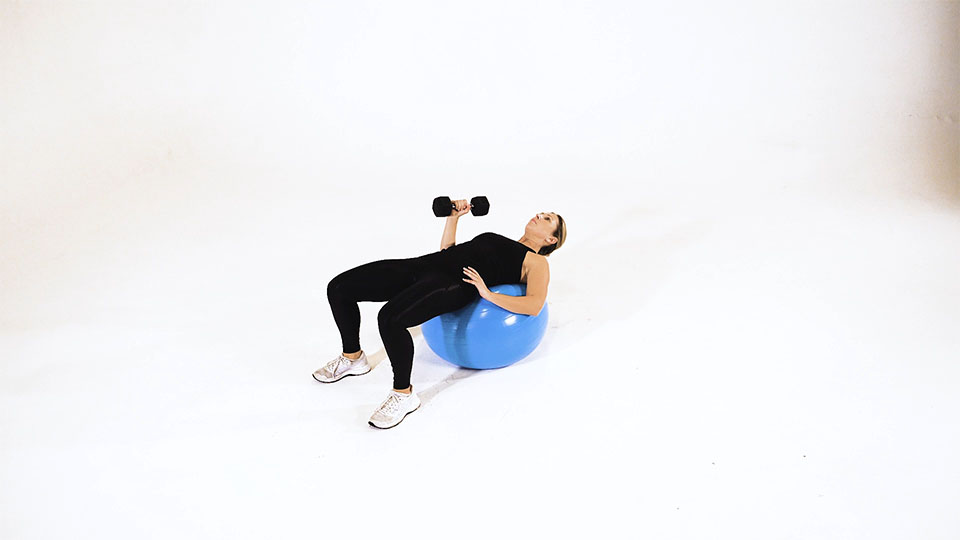 Dumbbell One-Arm Hammer Press (Stability Ball) exercise