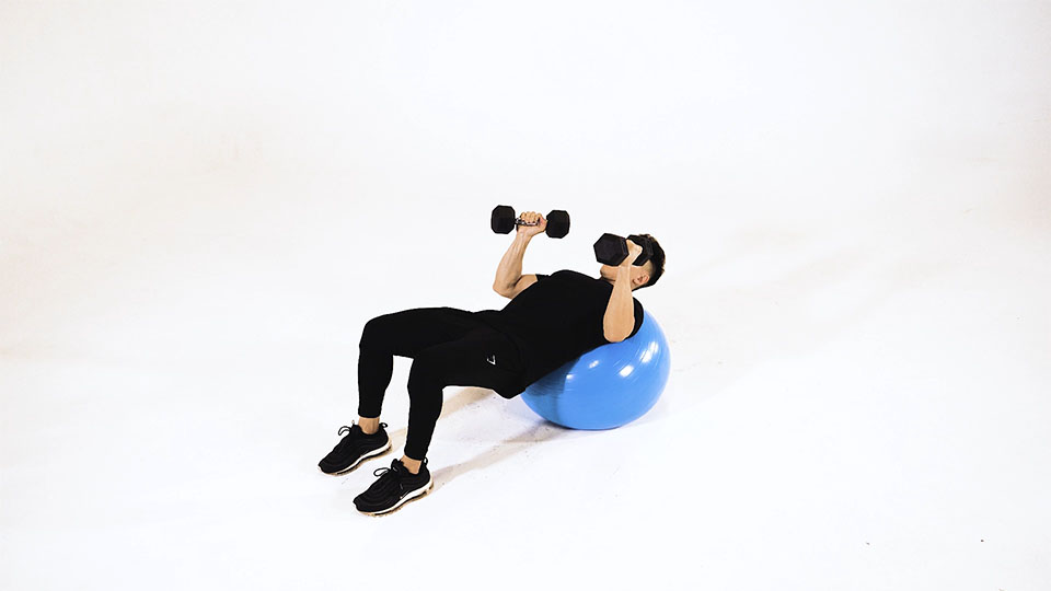 Dumbbell Incline Hammer Press (Stability Ball) exercise