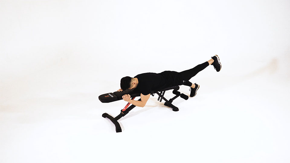 Single-Leg Reverse Hyper (Flat Bench) exercise