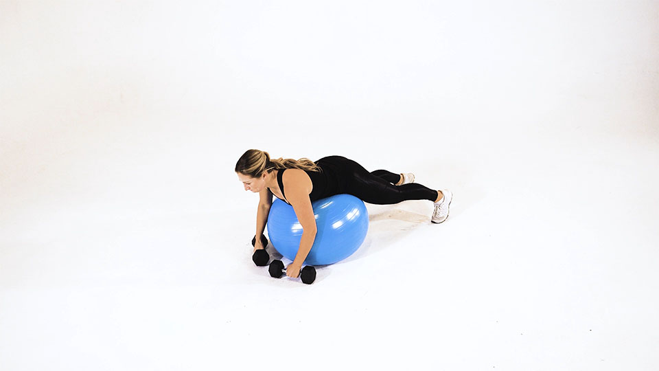 Dumbbell Alternating Row (Stability Ball) exercise