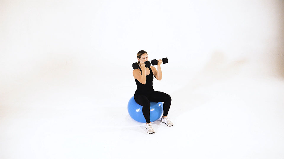 Dumbbell Arnold Press (Stability Ball)