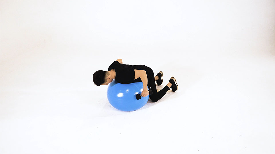 Stability Ball Dumbbell Kickback exercise