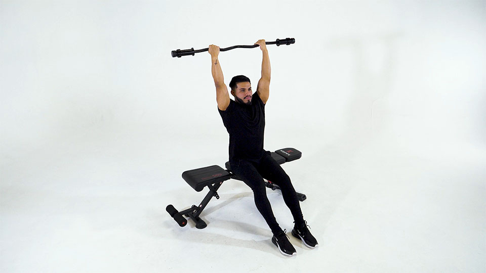 EZ Bar Seated Reverse Grip French Press