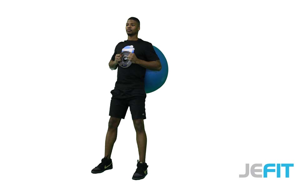 Stability Ball Weighted Wall Squat exercise