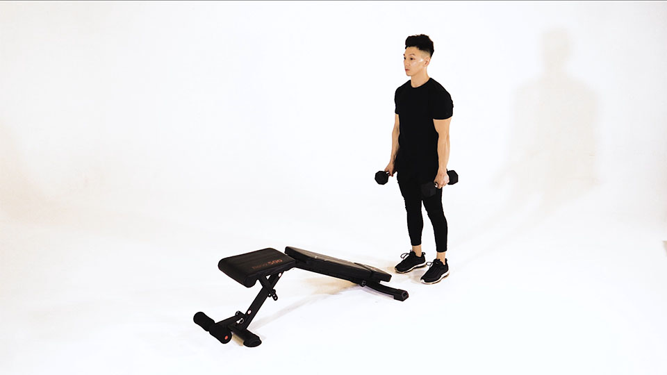 Dumbbell Decline Bench Lunge exercise