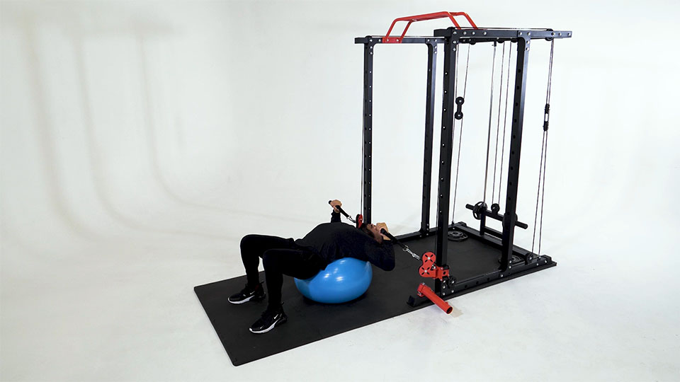 Cable Chest Press (Supine Stability Ball)