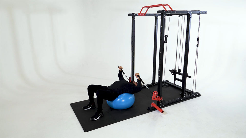 Cable Chest Press (Supine Stability Ball)