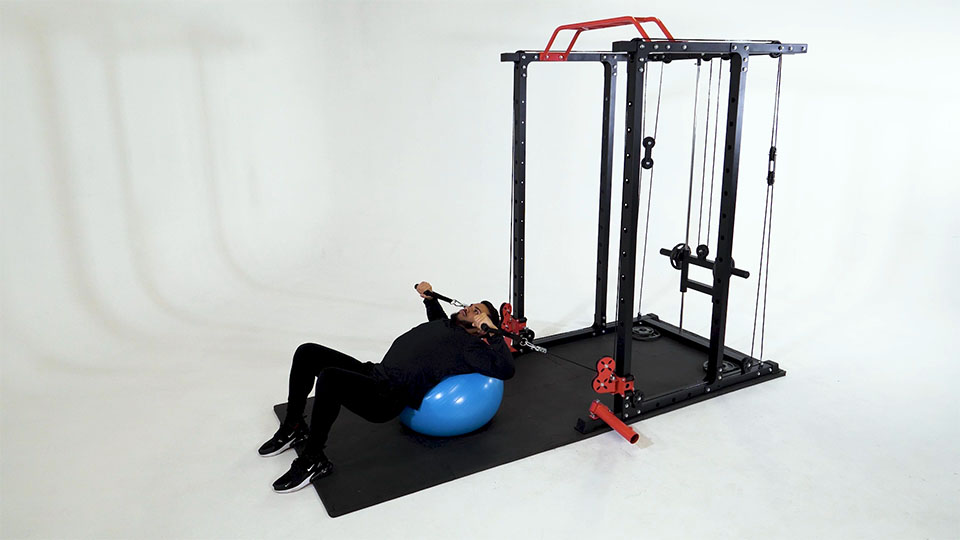 Cable Incline Press (Stability Ball) exercise