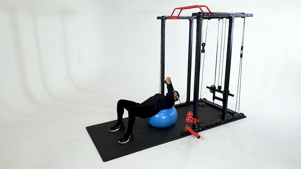 Cable One-Arm Incline Fly (Stability Ball)