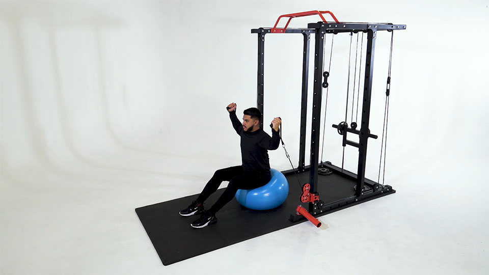 Cable Dual Overhead Curl (Stability Ball)