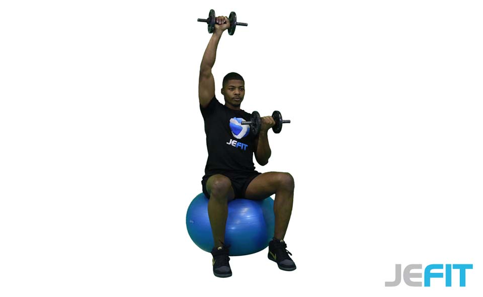 Dumbbell Alternating Arnold Press (Stability Ball) exercise