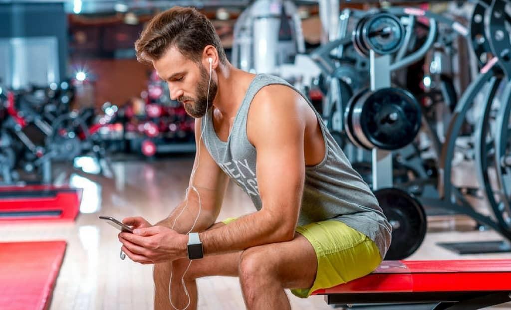 man logging his workout