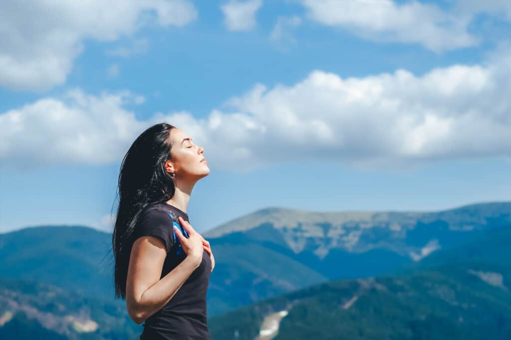 woman focussing on her breathing