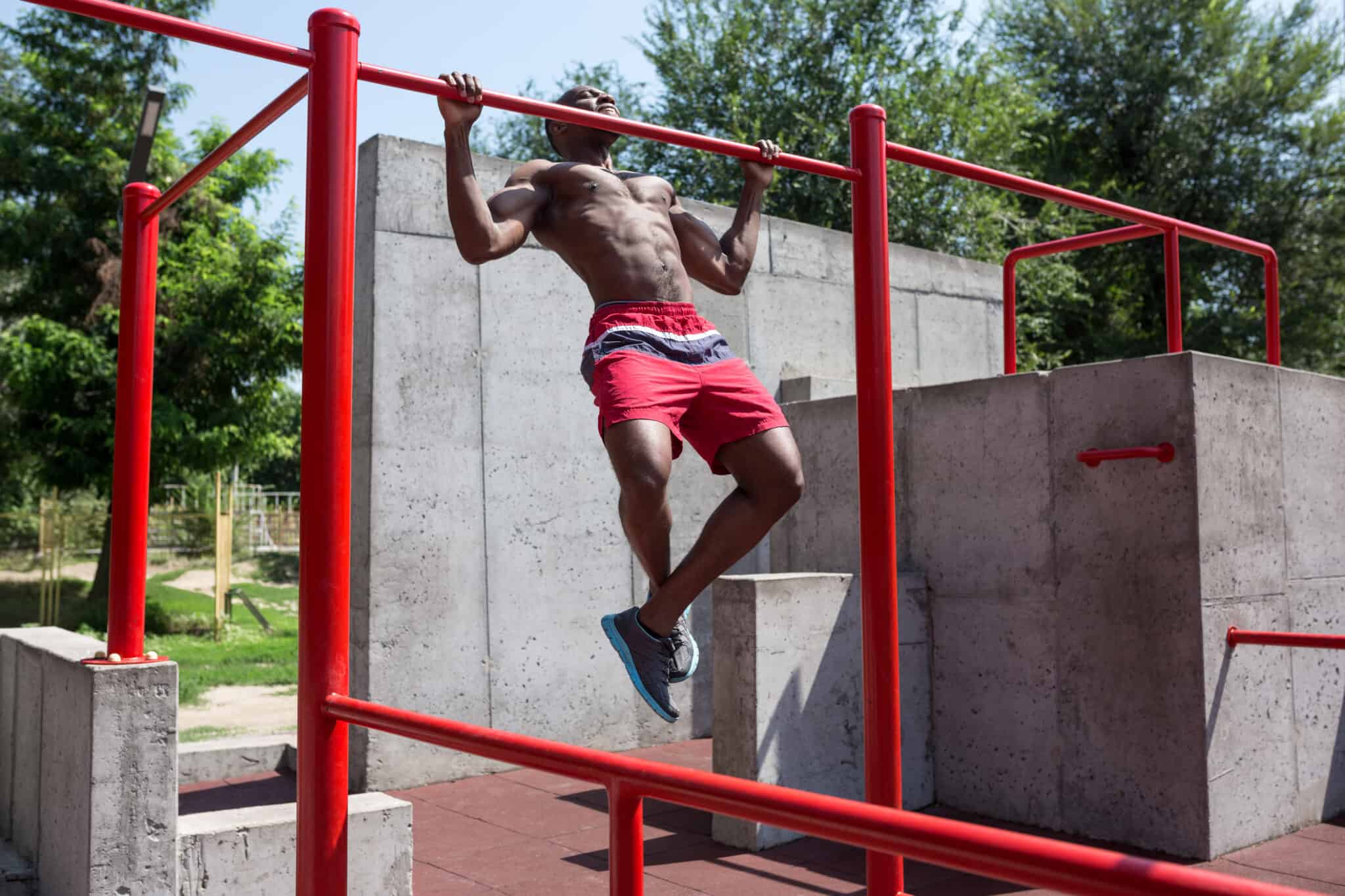 man doing pull up.