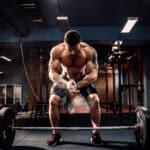 man preparing to deadlift barbell