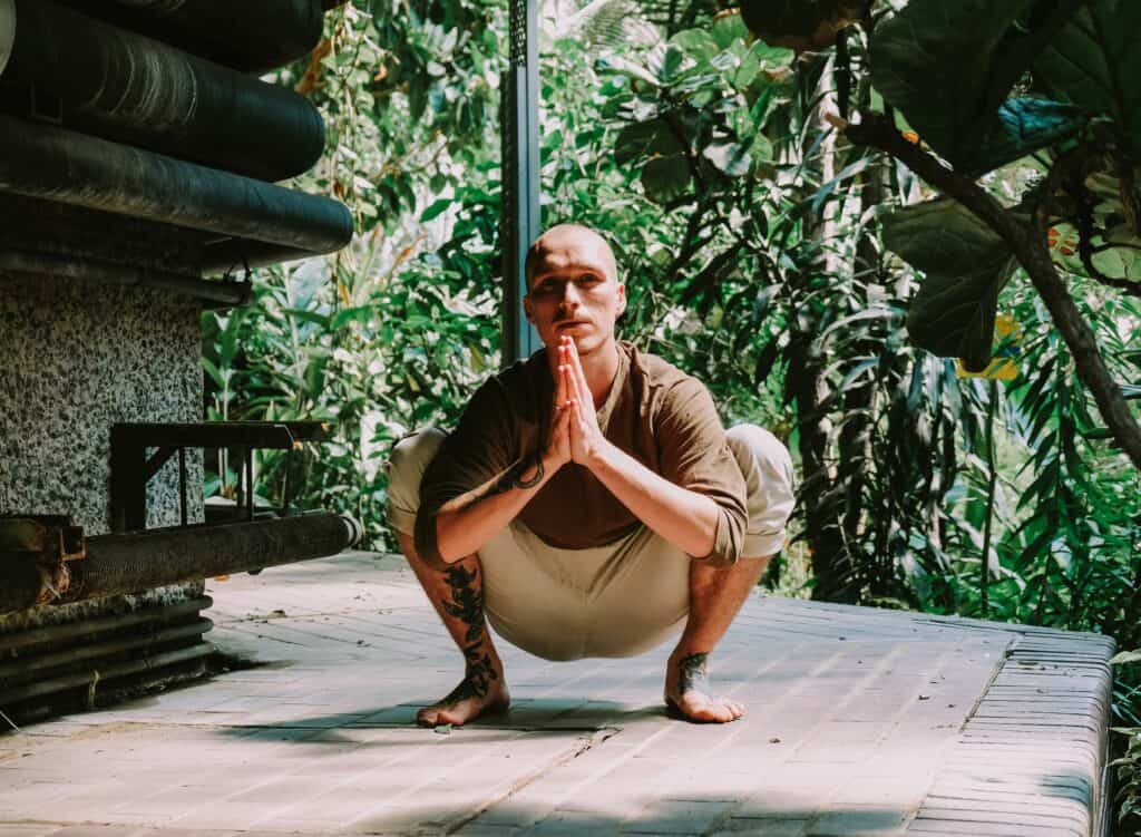 man doing yoga pose