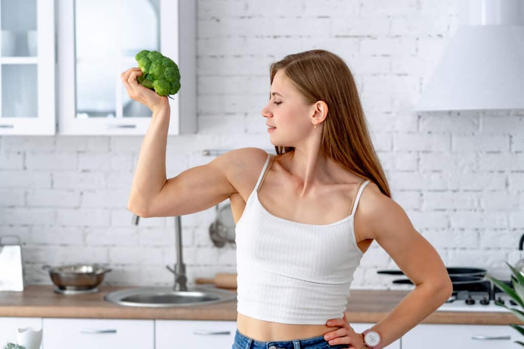 strong woman planning her meal