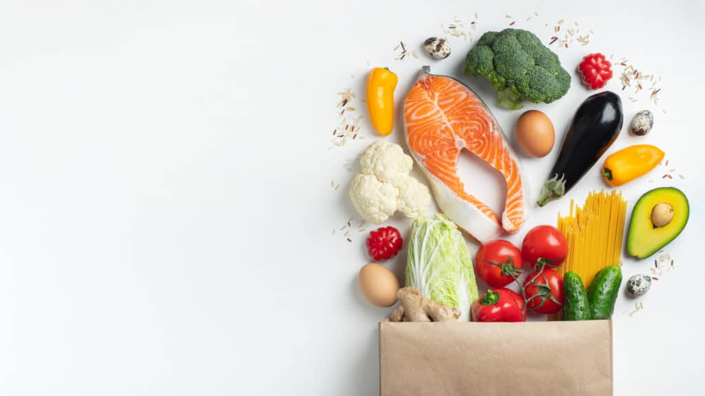 bag full of healthy food