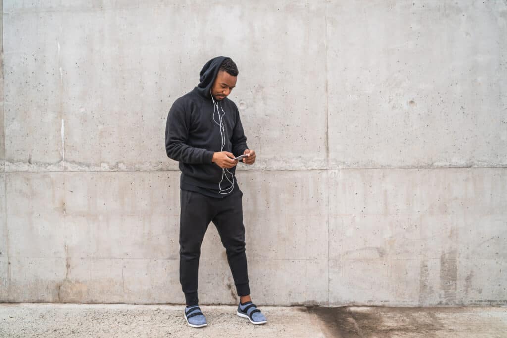 man preparing to go jogging