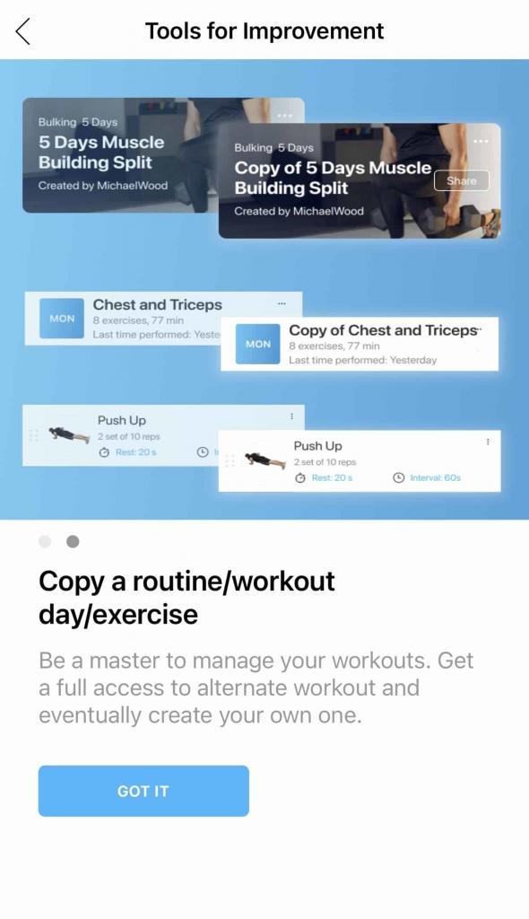 how to copy a routine or workout day