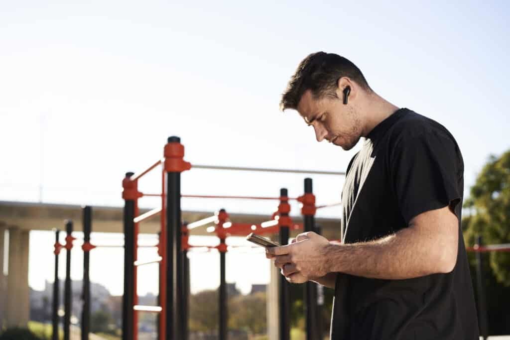 man at outdoor gym