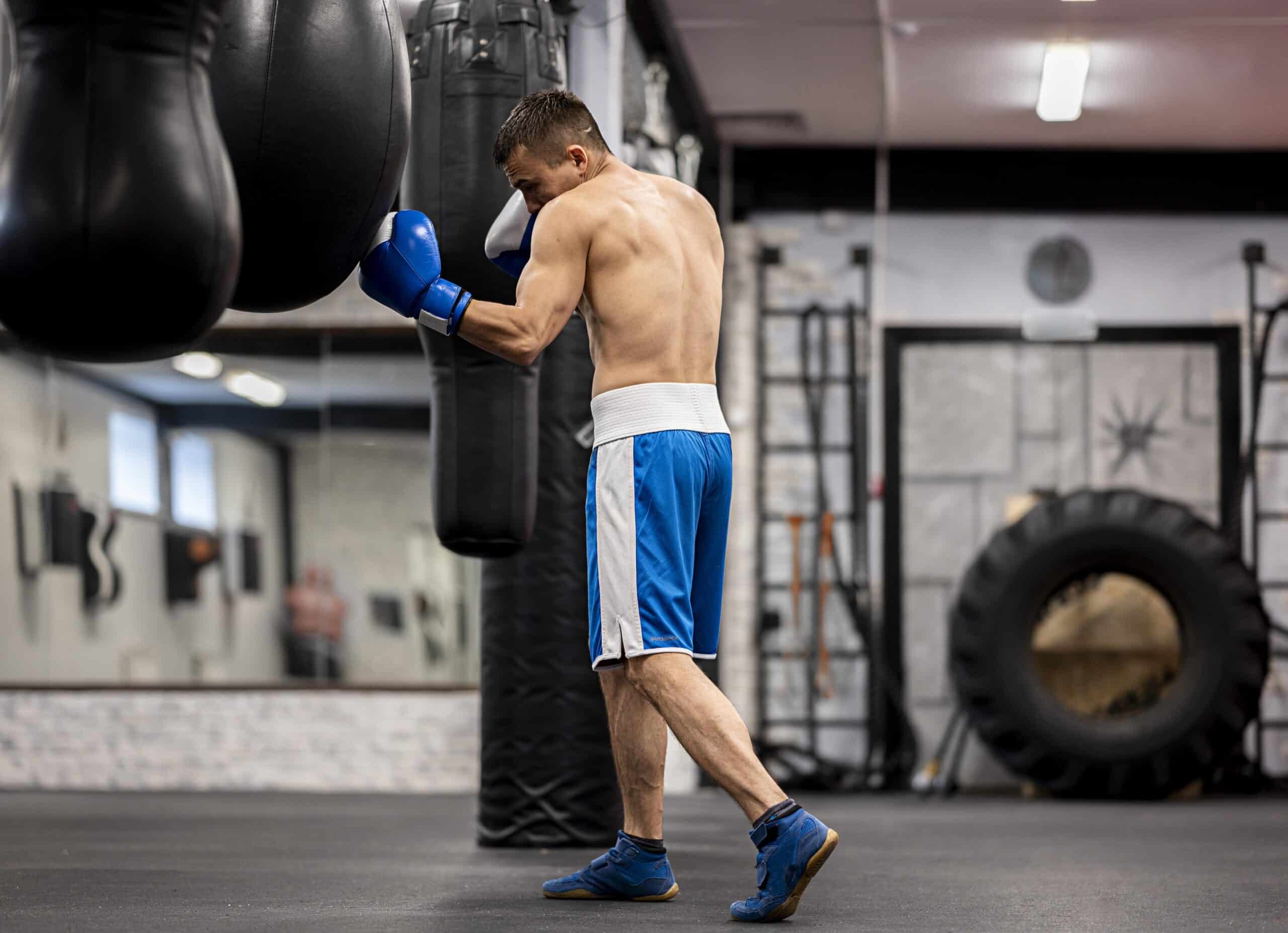 man training for boxing