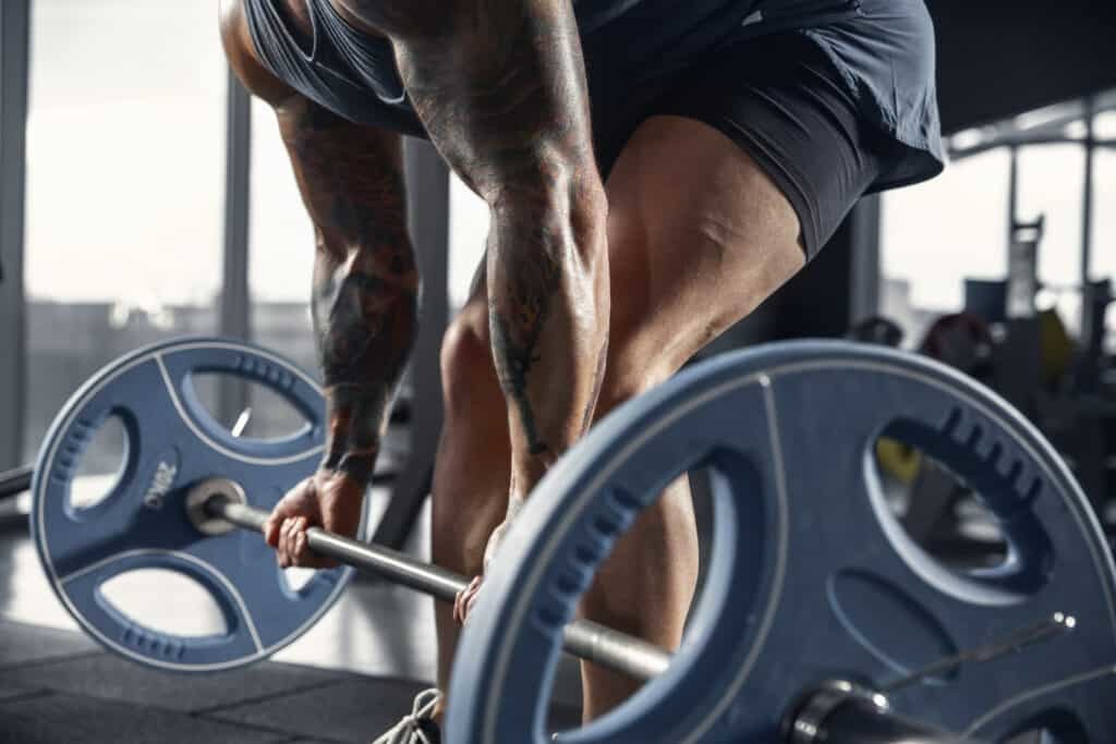 man preparing to do deadlift