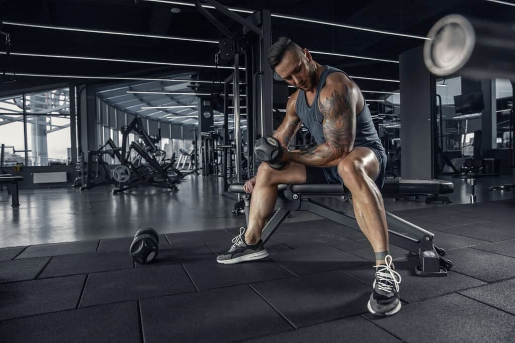 man working out at the gym