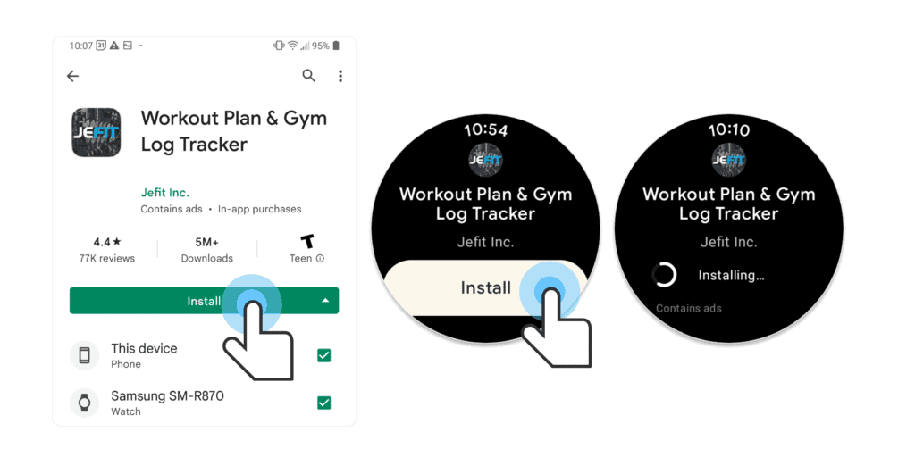 how to install the Jefit watch app