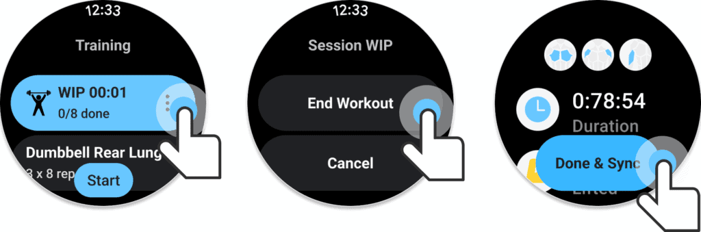 how to end a workout on the jefit watch app