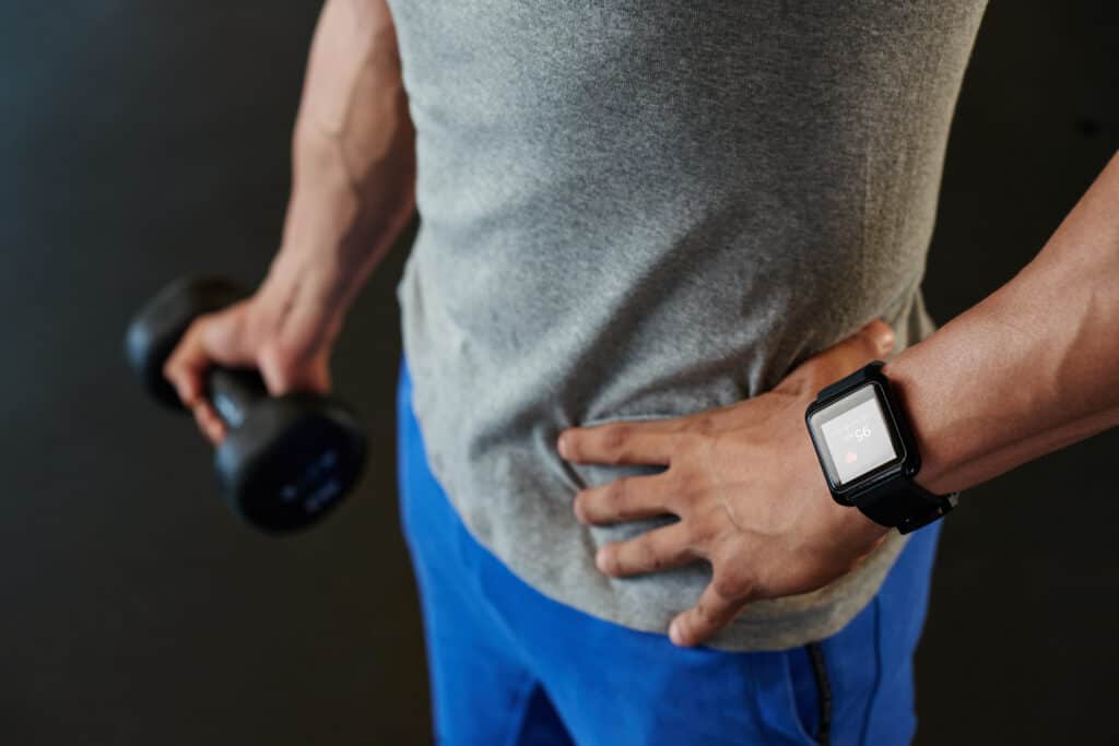 man working out with smart watch