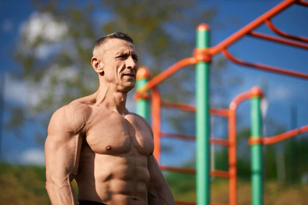 man at outdoor gym