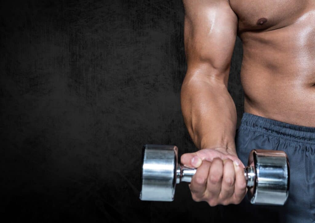 man performing dumbbell curl