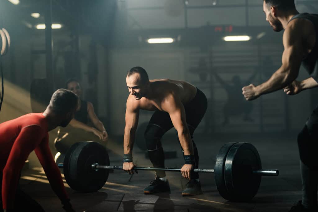 man preparing to deadlift