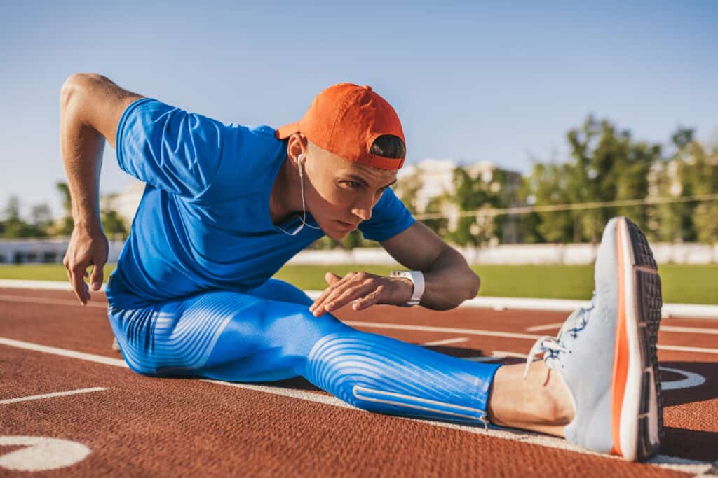 Runner stretching calves