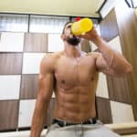 man drinking protein shake