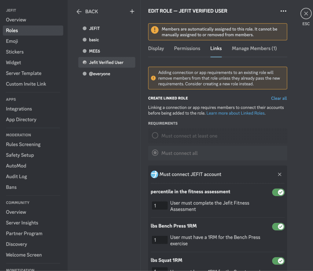 how to set up the linked role connection